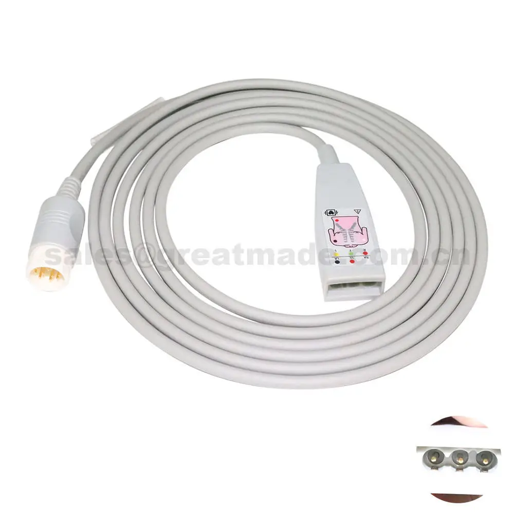 Compatible with Philips  OEM 1669A  3-lead Trunk cable , AAMI & IEC label included . Round 12PIN.