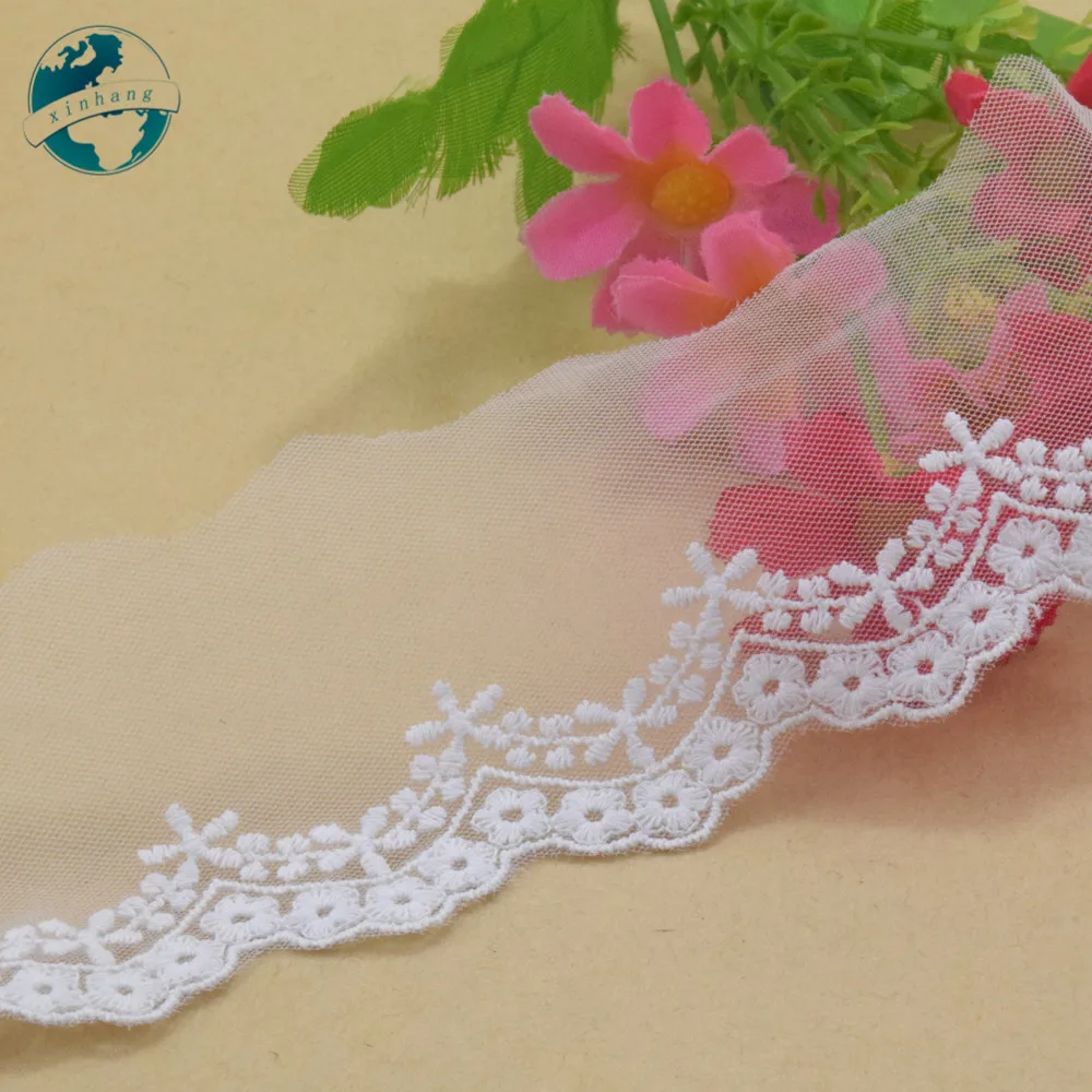 5cm Wide Cotton Embroidery Lace Edge Sewing Ribbon Guipure Trim Wedding DIY Garment Accessories French African Dress lace#3960