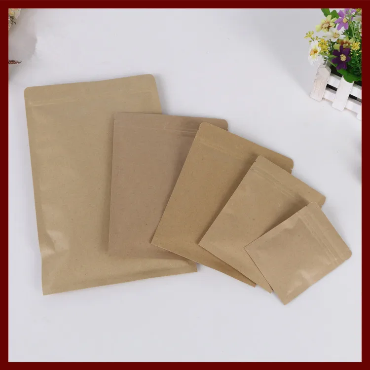 15*24cm 20pcs Kraft Paper Ziplock Bag For Gift/tea/candy/jewelry/sweets/bread Packaging Paper Food Bag Diy Jewelry Pack Display