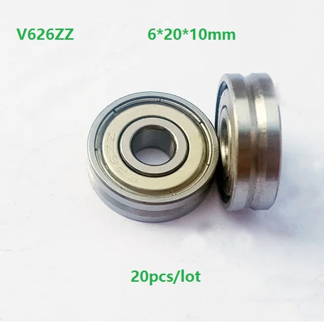 

20pcs/lolt V626ZZ V62010 6x20x10mm V groove ball bearing guide track roller wheel bearing pulley bearing 6*20*10mm