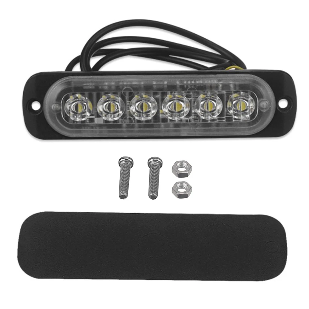 6 LEDs Car Slim Flash Light Bar Waterproof Vehicle Emergency Warning Strobe Lamp 12V 24V Multiple Flashing Modes for Truck