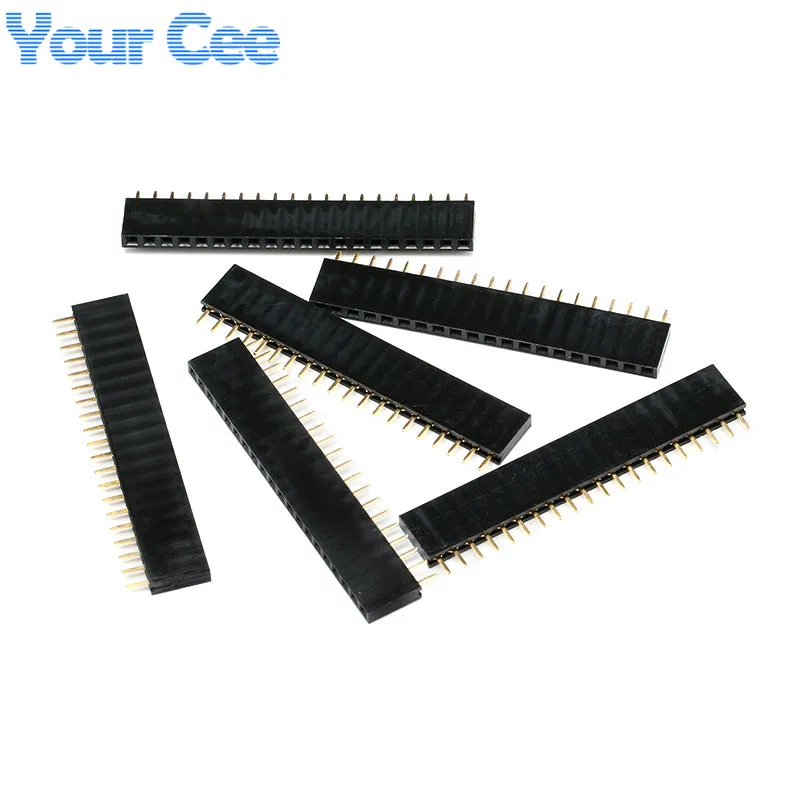 20pcs 20P 20pin Female Single Row Straight Pin Header Pitch 2.54mm Socket Connector 1*20 Pin Needle Strip