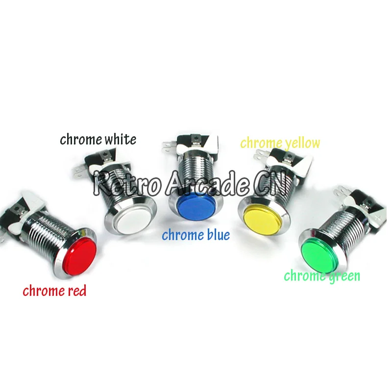 

5 Colors arcade push button Chrome Plated illuminated 12v LED Arcade Push Button with microswitch