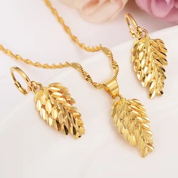 Dubai Gold Color Jewelry Sets for Women 18K Plating Earrings and Pendant with Necklace Fashion Party Jewelry