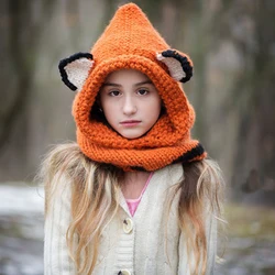 Fox Hat - Fox Hoodie - Fox Cowl - Animal Hat - Hooded Scarf - Crochet Hoodie - Chunky Crochet Hat - Animal Scarf baby girl hat