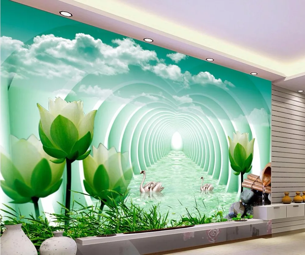 

Beibehang Custom wallpaper 3D stereo space beautiful lotus TV background wall home decoration living room bedroom 3d wallpaper