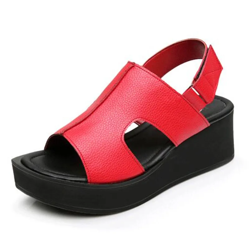 New Fish Head Large Size Women Shoes Summer Sandals 2023 Bestselling Genuine Leather Sandals Platform Shoes Woman Wedges Sandals