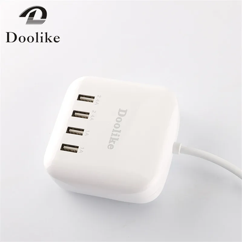 4 in 1 Multi Charger Ports EU UK US Plug 2.4a 1a White Quick Charge Travel Charger for Iphone Samsung Galaxy Redmi Htc