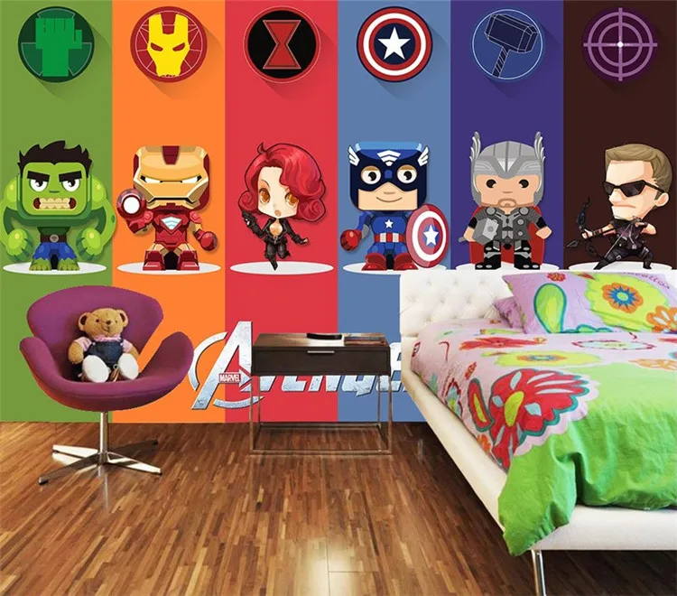 Custom Photo Children's Room 3D Avengers Alliance Mural TV Background Wallpaper Film Wall Paper Bedroom Parlor Cartoon