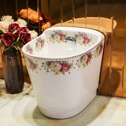 Balcony Mop Pool Ceramic Mop sinks bathroom Mop Basin Trumpet Mun Pool Large Tug Of Basin Colorful Peony pattern