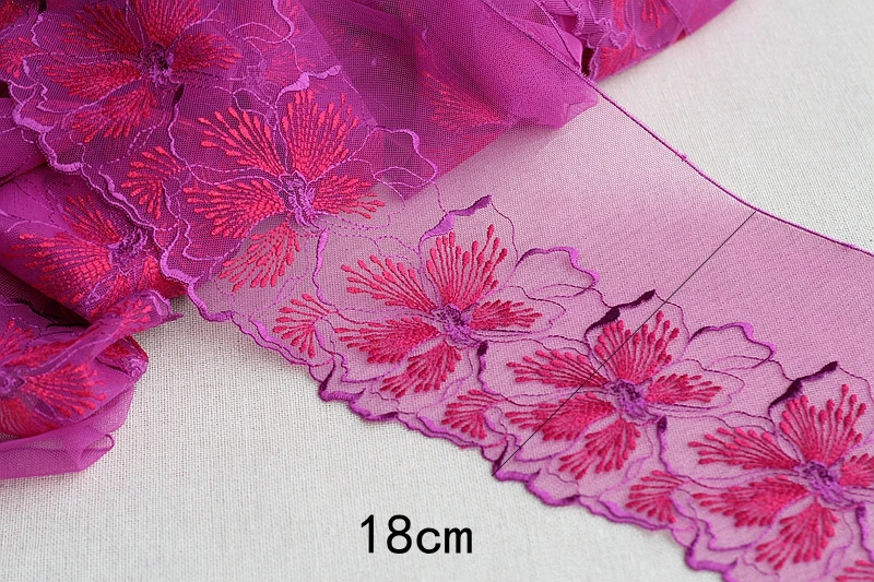 MLAEY 2Yards Purple Exquisite Embroidered Flower Lace Trim High Quality Lace Fabric DIY Craft&Sewing Dress Clothing Accessories