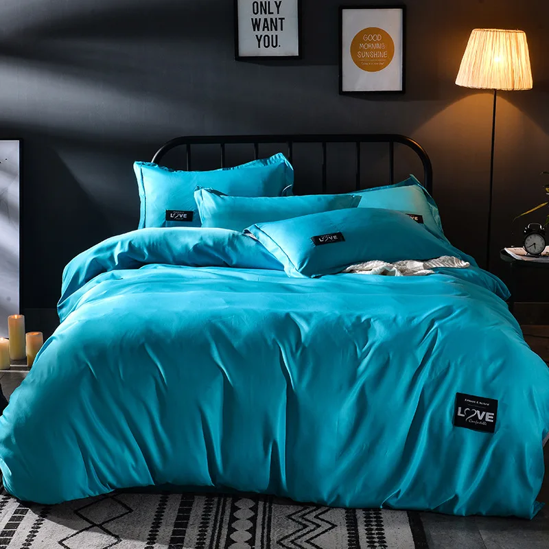

Home Textile High quality Love Pure silk Solid 100% Cotton 4pcs Bedding Sets Bed Linen Duvet Cover Bed Sheet Pillowcase/bed Set