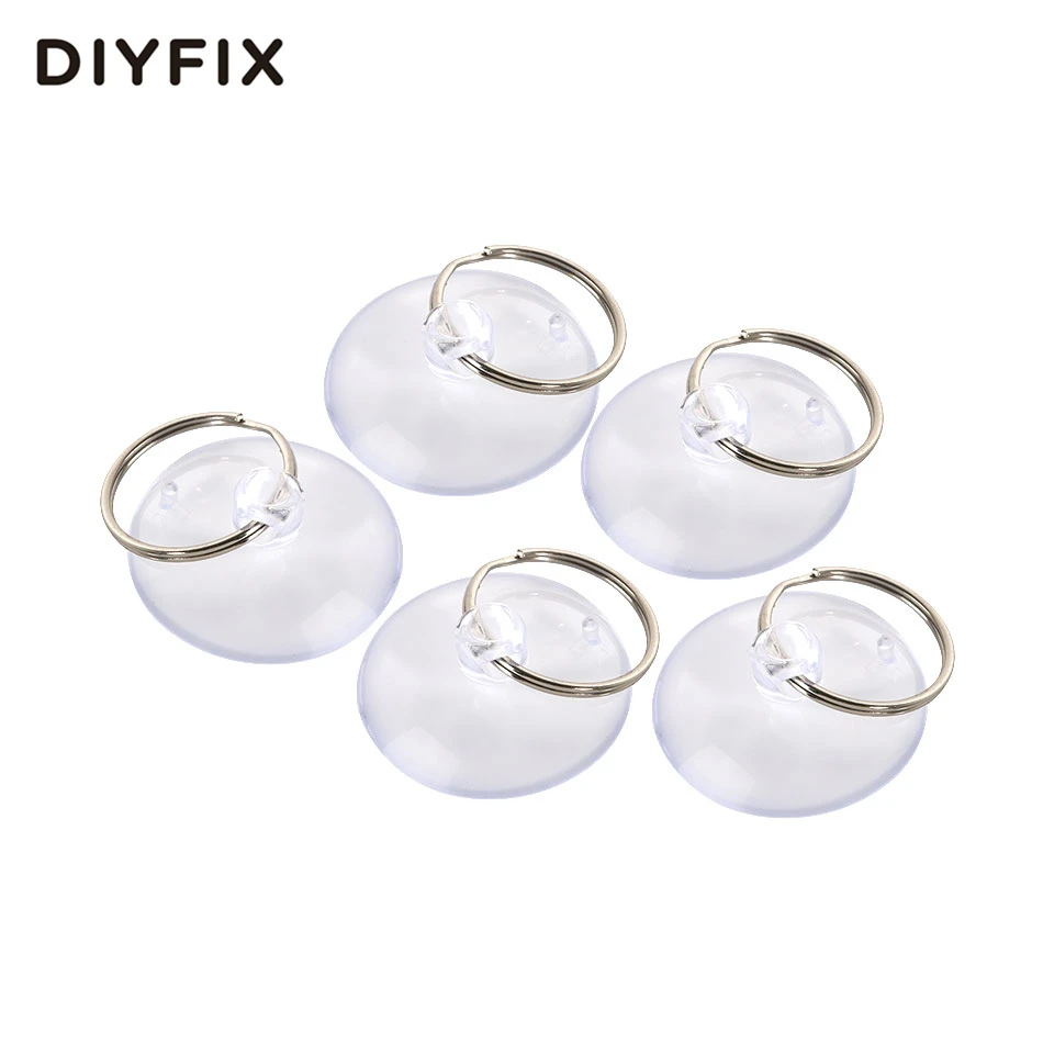 DIYFIX 10Pcs Light Duty Small Suction Cup with Metal Key Ring for Smart Phone Tablet LCD Screen Opening Repair Tools