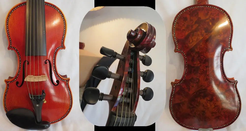 

Strad style SONG Brand master bird's eye 6 strings 4/4 violin,inlay shell #11873