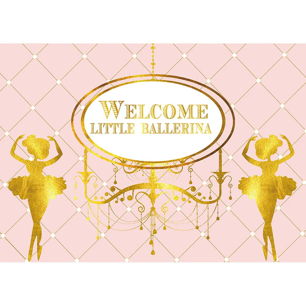 Allenjoy photography backdrops pink rhombus luxury welcome little ballerina golden girl birthday party wall-papers background