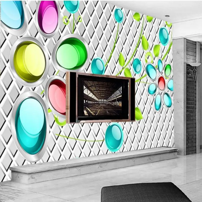 wellyu Customized large - scale murals 3D stereoscopic colorful crystal technology sense  TV background wall wallpaper