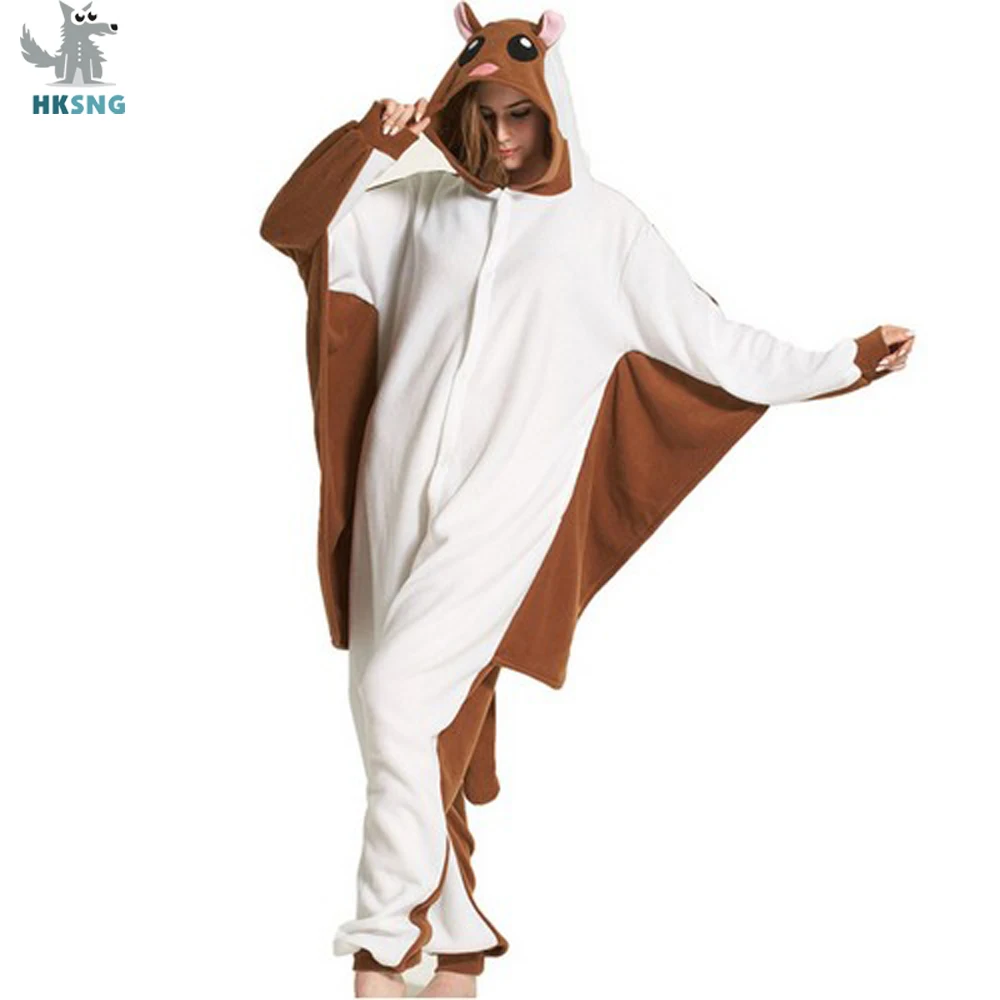 

HKSNG Adult Winter Squirrel Kigu Chipmunk Pajamas Sugar Glider Animal Footed Onesies Missiles Cosplay Homewear For Party Kig