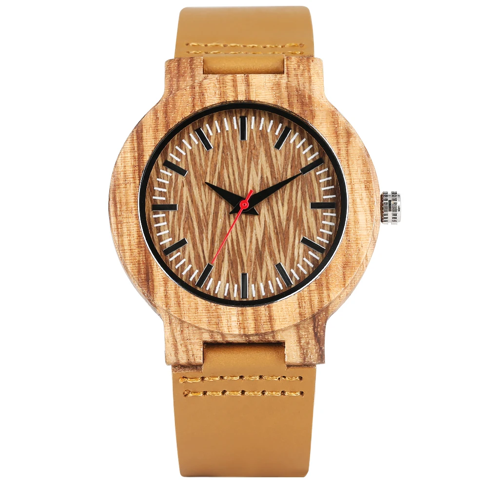 

Men's Quartz Wooden Wristwatch Concise Brown Pin Buckle Strap Watch for Teens Elegant Wooden Watches Diameter 40cm