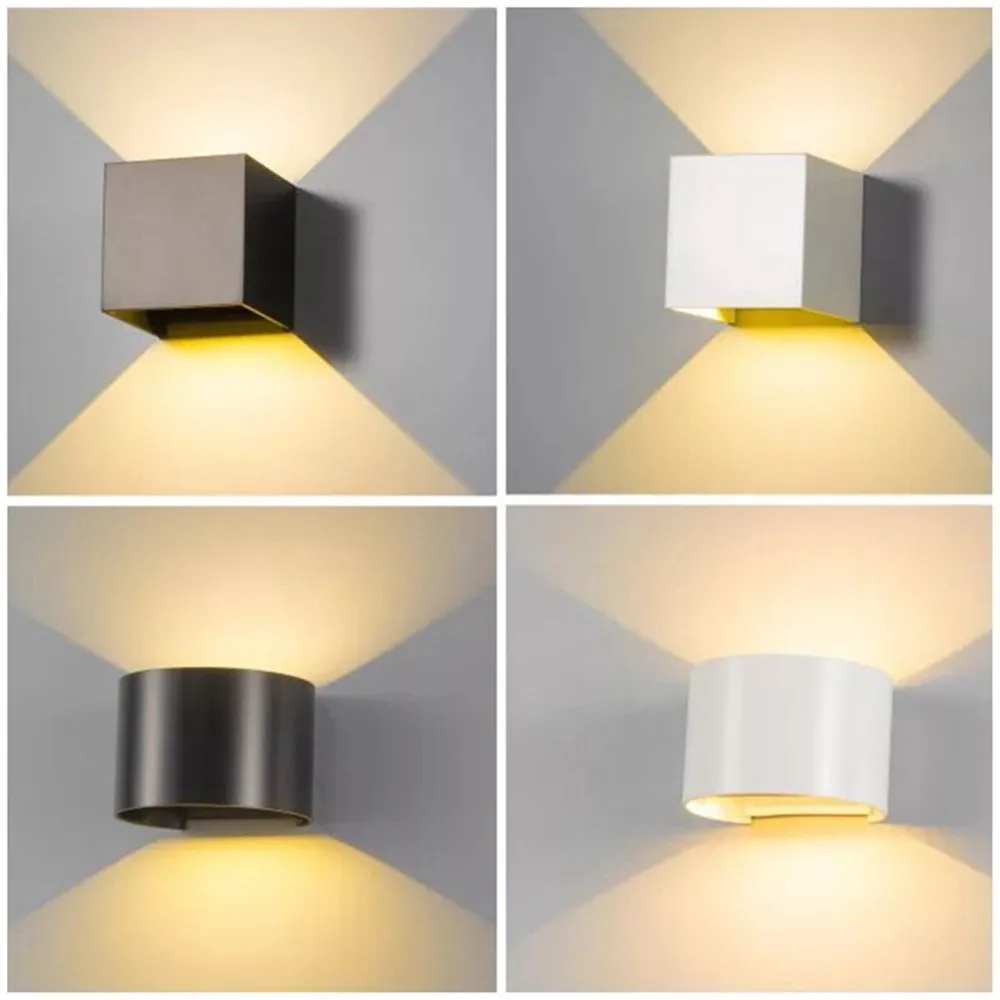 6W 12W impermeável AC85-265V Superfície Montada LED Wall Light Modern Nordic Luminária Lâmpadas de parede interior Sala Porch Outdoor