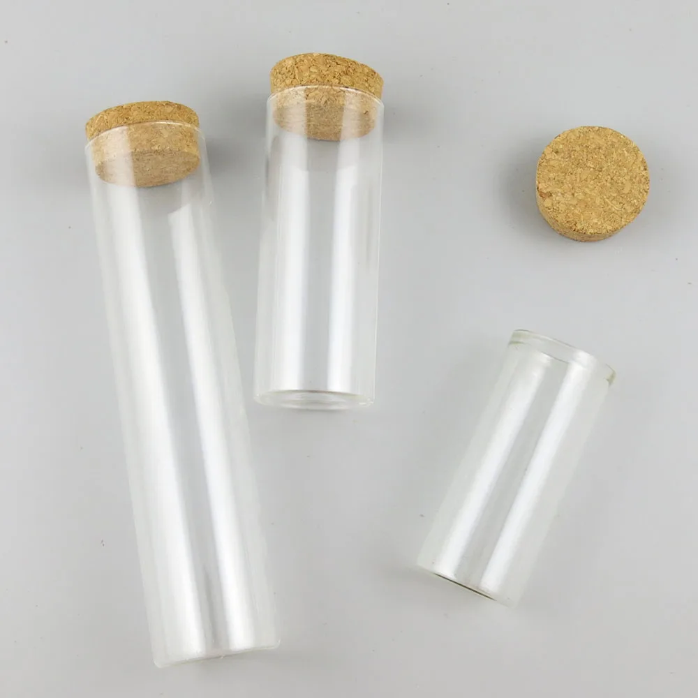 360 x 80ml 120ml 160ml Clear Glass Tubes with Wood Cork Larger Glass Vials Wishing Bottle Lucky Bottle Candy Bead Storage Tube