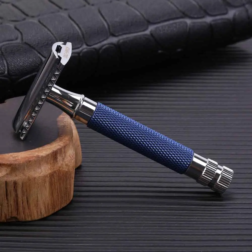 Yaqi Blue Color Brass Heavy Handle Wet Safety Razor for Mens