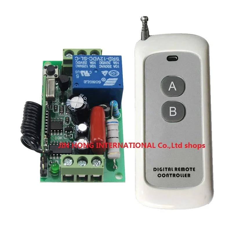 AC220V 1CH wireless switch 100-1000M RF Receiver&Transmitter 10A Latched Add controller freely A-ON B- OFF