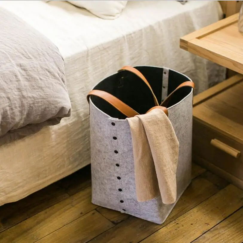 Multi-Functional Felt Storage Basket Laundry Basket Toy Storage Basket Foldable Sundries Storage Box Container Organizer