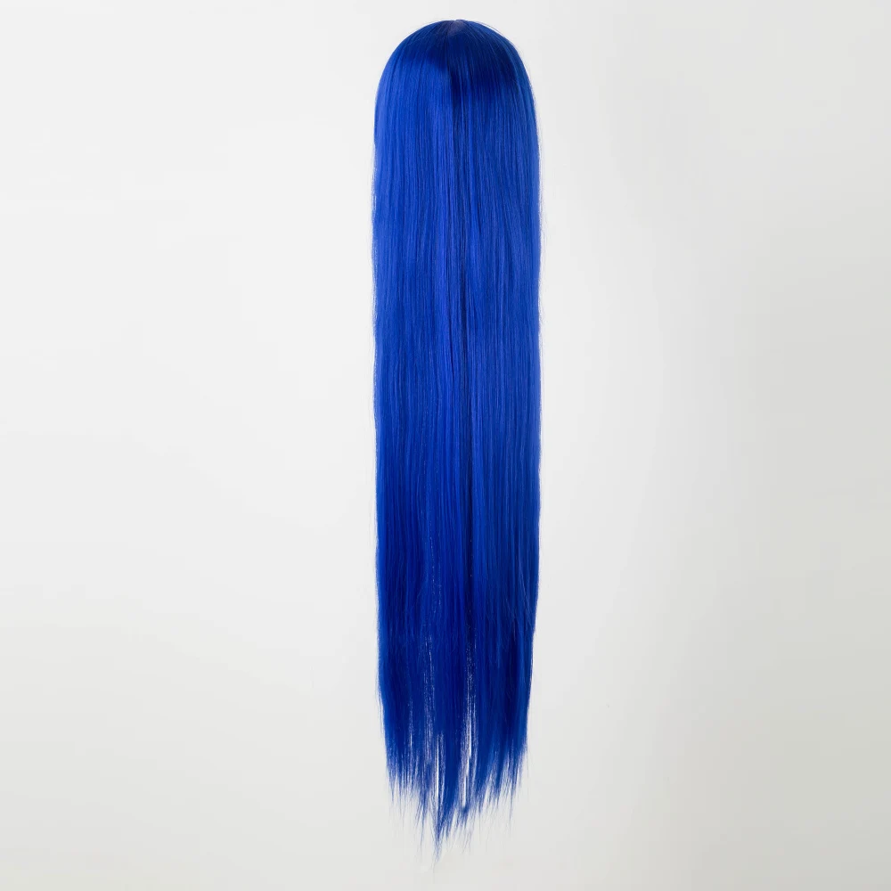 Cos-play Wig Fei-Show Synthetic Heat Resistant 100 CM/40 Inches Straight Diamond Blue Hair Halloween Costume Salon Hairpiece