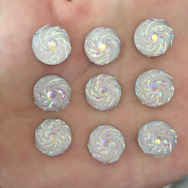 30pcs 12mm AB Resin Round whirlwind Flatback Rhinestone Wedding decoration C87