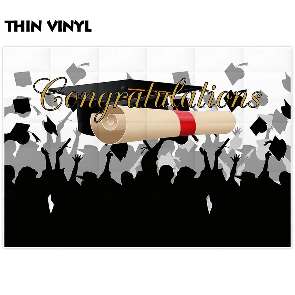 Allenjoy Graduation photography backdrop bachelor cap diploma school student celebration party background photo studio custom