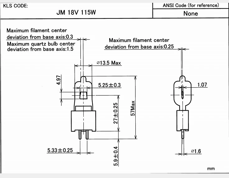 For KLS JM 18V115W Halogen Lamp,Automated Dry Chemistry Analyzer,JM18V115W,Equal USHIO 35666,JC18V-115W,18V 115W Photometer Bulb