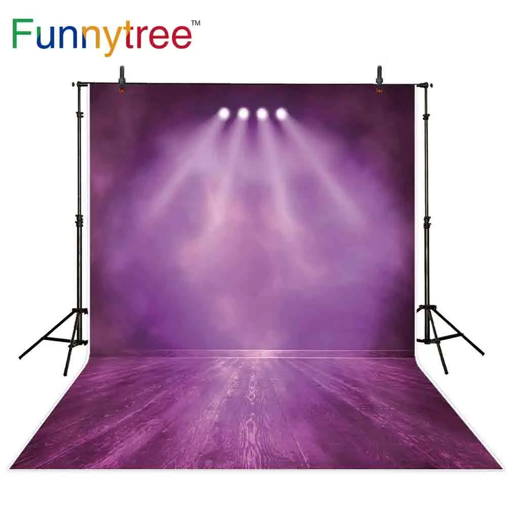 Funnytree Photo background backdrops purple spotlight hazy wood floor stage party photocall studio photography photophone