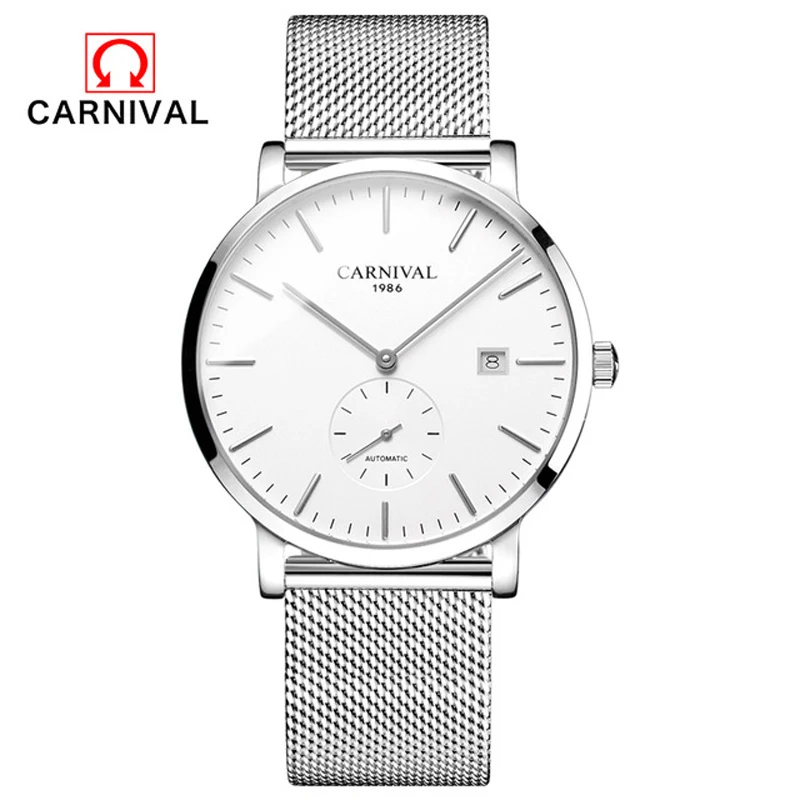 

New Carnival Ultra-thin 10MM Automatic Mechanical Watch Men Luxury Brand Watches Waterproof erkek kol saati Men's Clock C8039-4