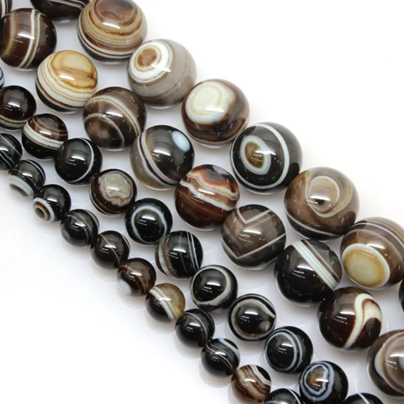 8-14mm Natural Round Dzi Agates Banded Agates Stripe Onyx Beads For Jewelry Making Beads 15\'\' Needlework DIY Beads Trinket