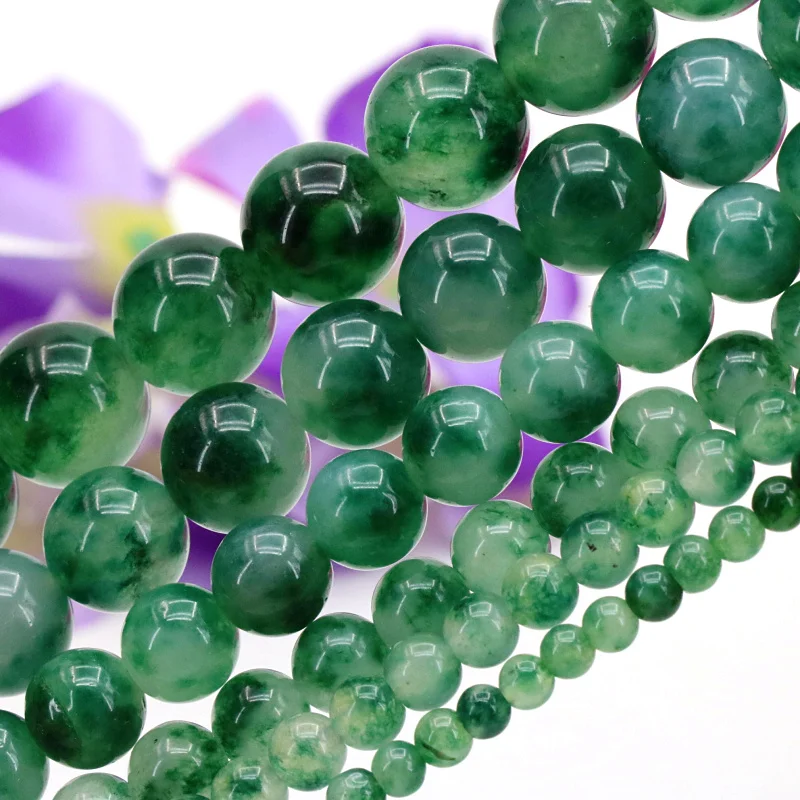 Green aquatic plants chalcedony round loose beads 4/ 6/8/10/12/14mm dimension optional 15