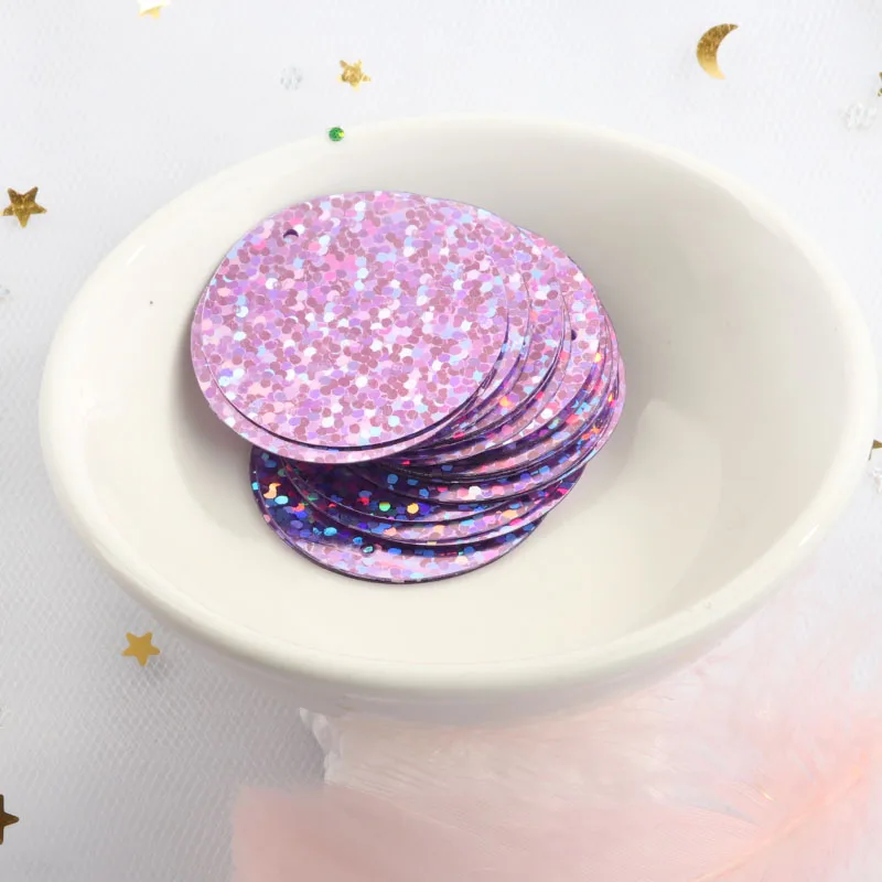 40pcs Large Round Laser Sequins 30mm PVC Flat Hologram Sequins Paillettes DIY Sewing Sequins For Wedding Craft Cloth Material