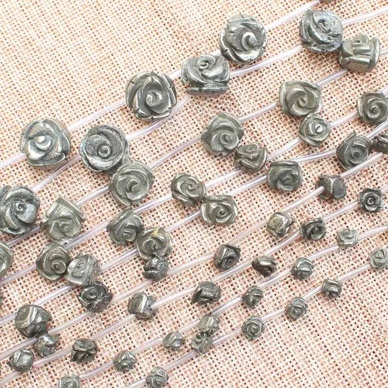 Natural Pyrite Rose Shape 8-18mm Loose Beads 15inch per strand,For DIY Jewelry Making !We provide mixed wholesale for all items!