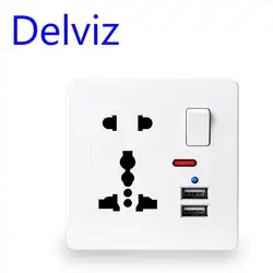 Presa USB Standard UK Delviz, doppia porta caricatore USB, presa elettrica universale 13A globale, presa di corrente a muro USB con controllo interruttore