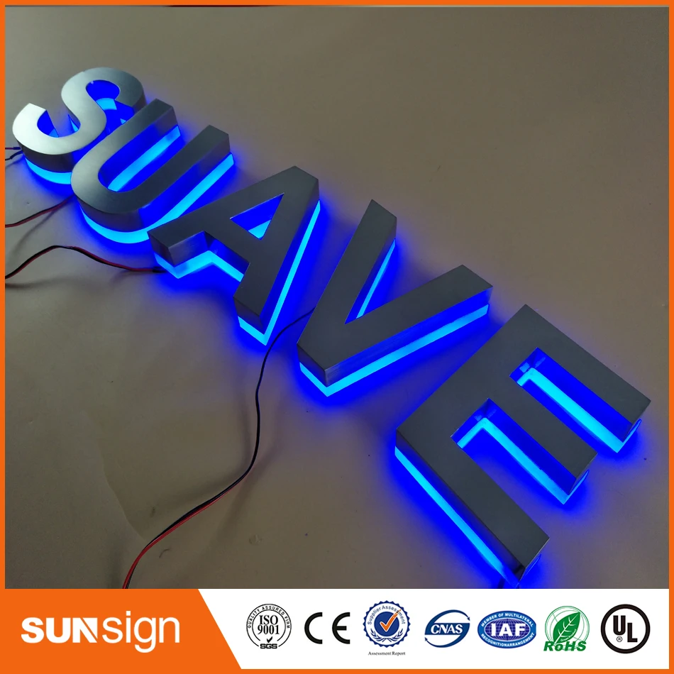 Letrero de acrílico 3d de acero inoxidable, letras led retroiluminadas, gran oferta