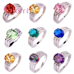 Big Oval CZ Zircon Stone Rings for Women Fashion 925 Sterling Silver Wedding Engagement Jewelry For Valentine Anniversary Gift