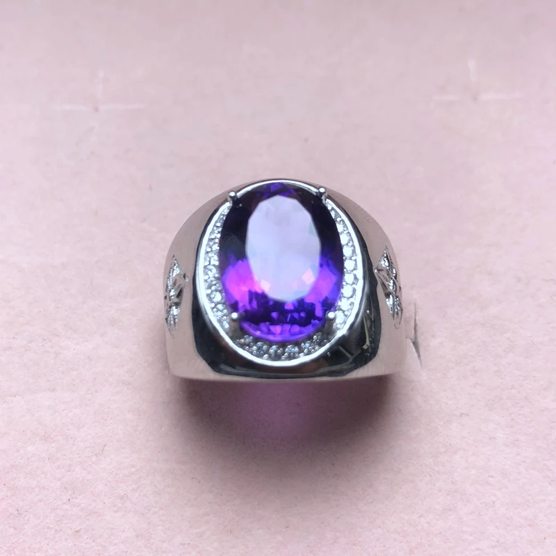 Natural amethyst men's ring, made of 925 silver, heavy silver, beautiful to get started