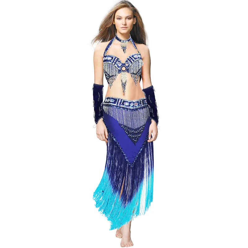 Women\'s belly dancing outfits tassel professional belly dance costumes belly dancing clothes beaded dancing bra skirt dress