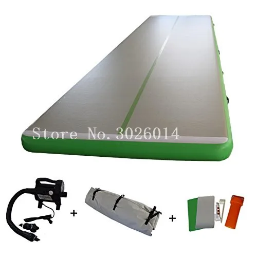 Air Track Tumbling Mat 7x1x0.2m Green Inflatable Gymnastics Airtrack Mat, Air Floor Mat with Electric Air Pump