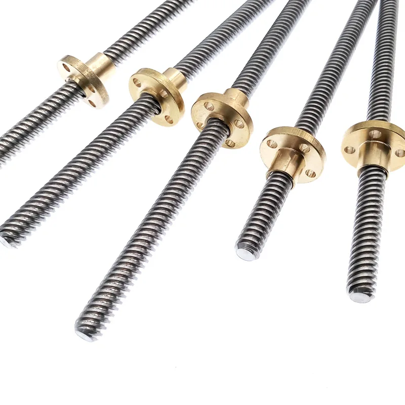 T8 200mm Lead Screw 3D Printers Linear Guide Parts helical pitch 2mm 4mm 8mm 10mm 12mm Trapezoidal Screws with nut image 3