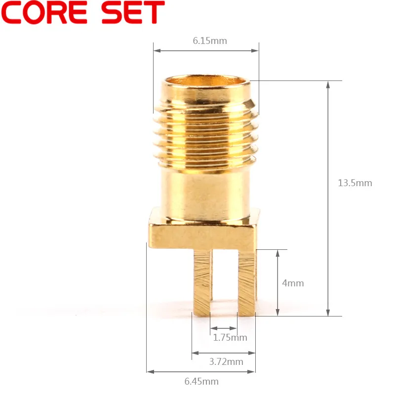 10Pcs SMA Female Jack Connector For 1.6mm Solder Edge PCB Straight Mount Gold plated RF Connectors Receptacle Solder