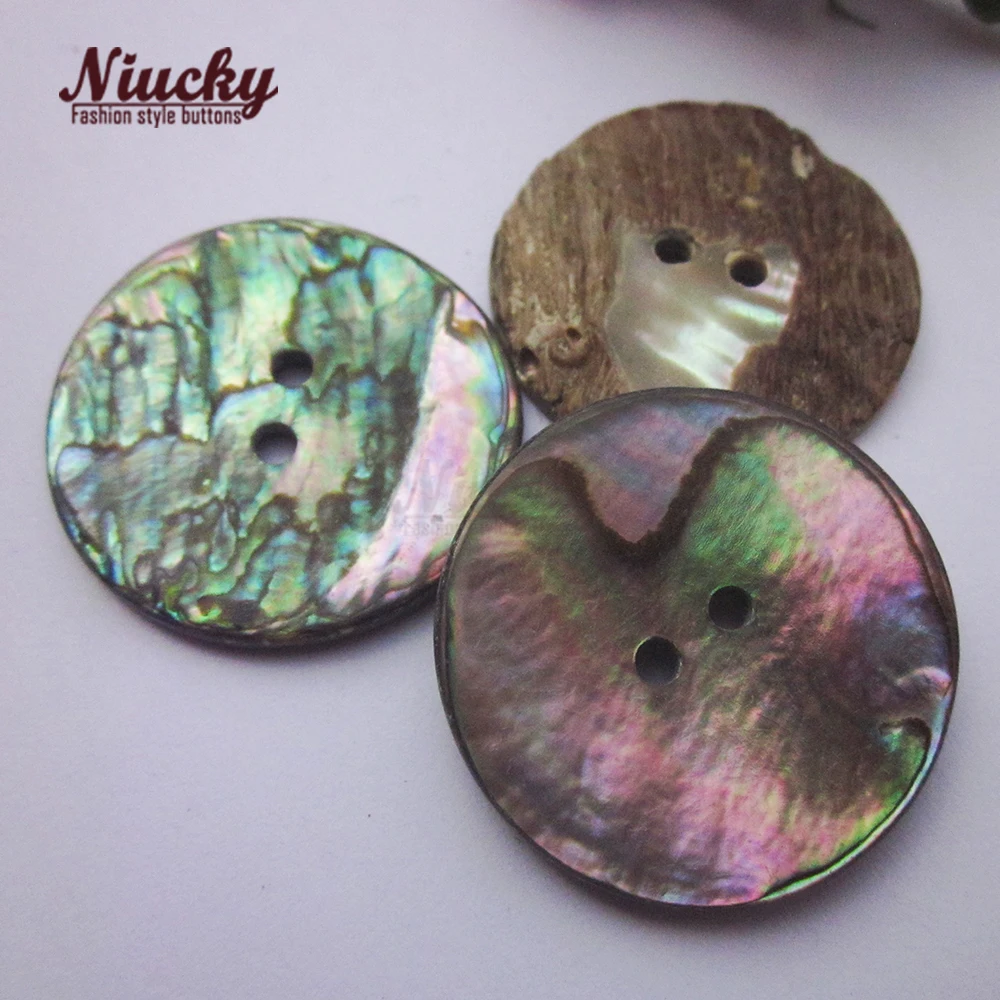 Niucky 28mm 30mm 2 holes big natural dark abalone shell button for sewing High quality shell decorative accessories S0101-053#28