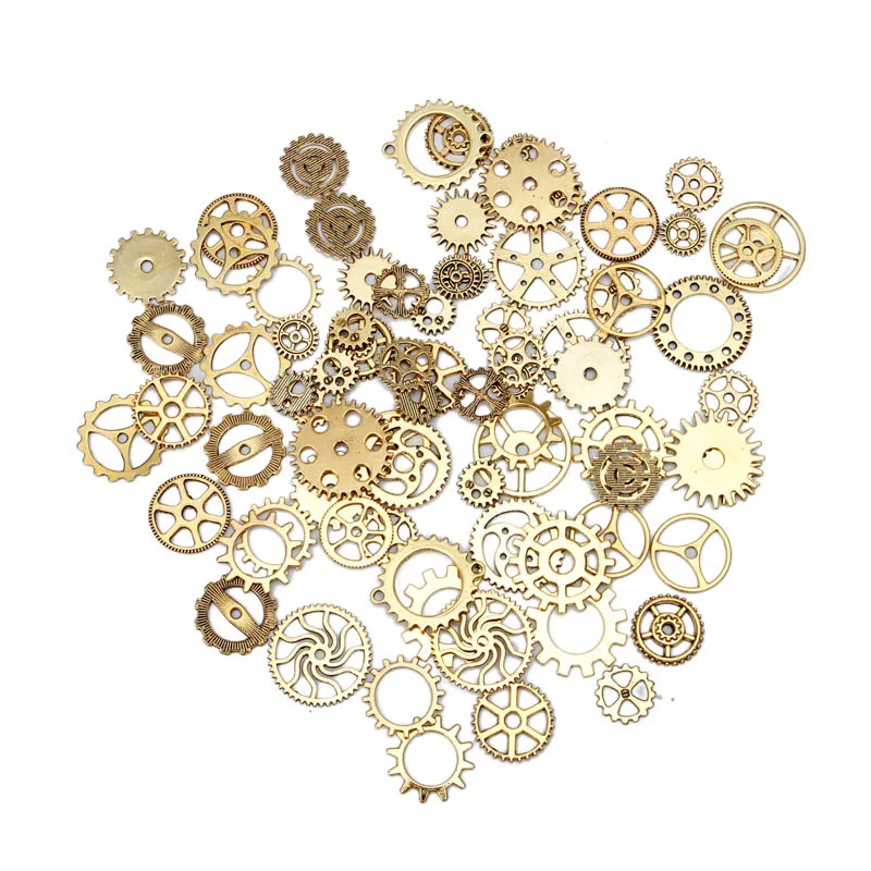 30 unids/lote de accesorios para fabricación de joyas, colgante Vintage punk con engranaje de rueda aleatorio, antiguo, apto para pendientes, collar, DIY, B