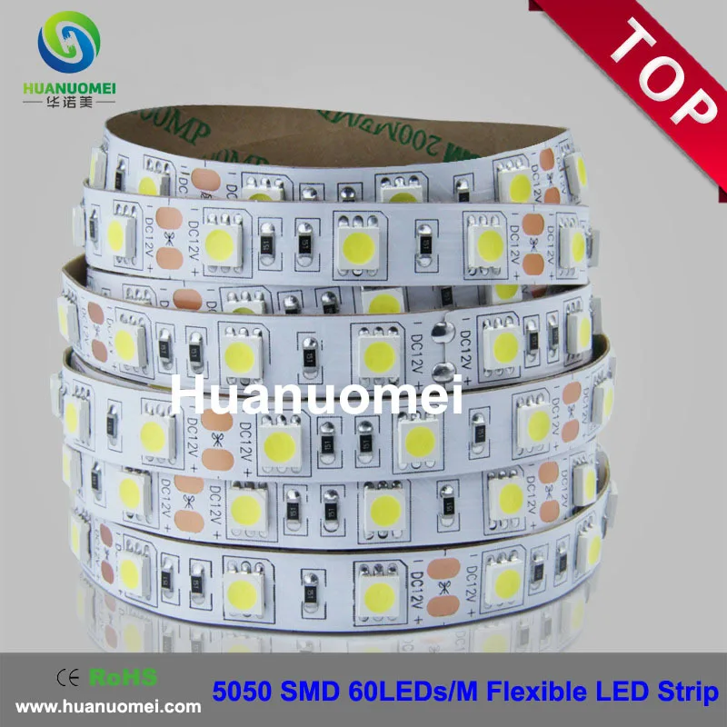 LED strip 5050 SMD 12V flexible light 60LED/m 5m 300LED,White,White warm,Blue,Green,Red,Yellow;RGB;non-waterproof;white pcb