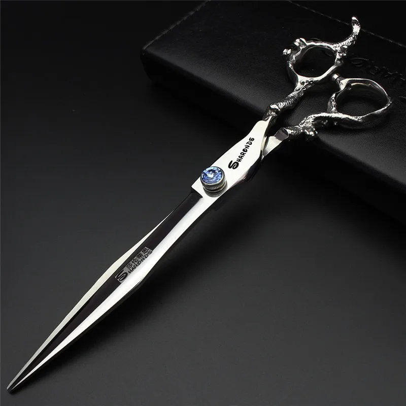 Dragon Scissors personality red blue gem 8 inch hairdresser special professional cutting scissors tool Stainless steel scissors