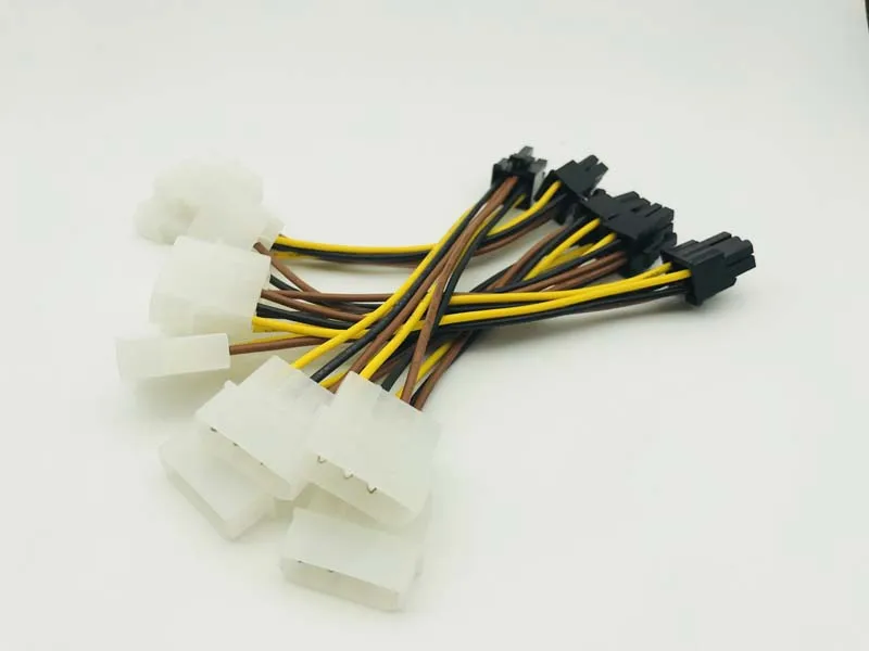 Cable de alimentación PCI-E de 6 pines hembra a Molex 4pin x2, divisor SATA, extensión PCI Express de 15CM para minería BTC, 5 uds.